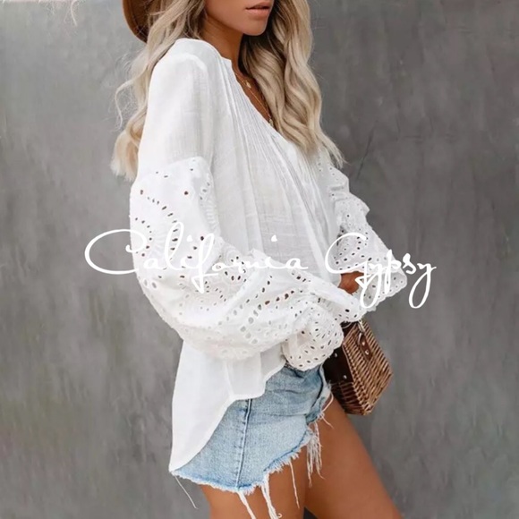 Boho Chic Eyelet Blouse - Picture 2 of 14